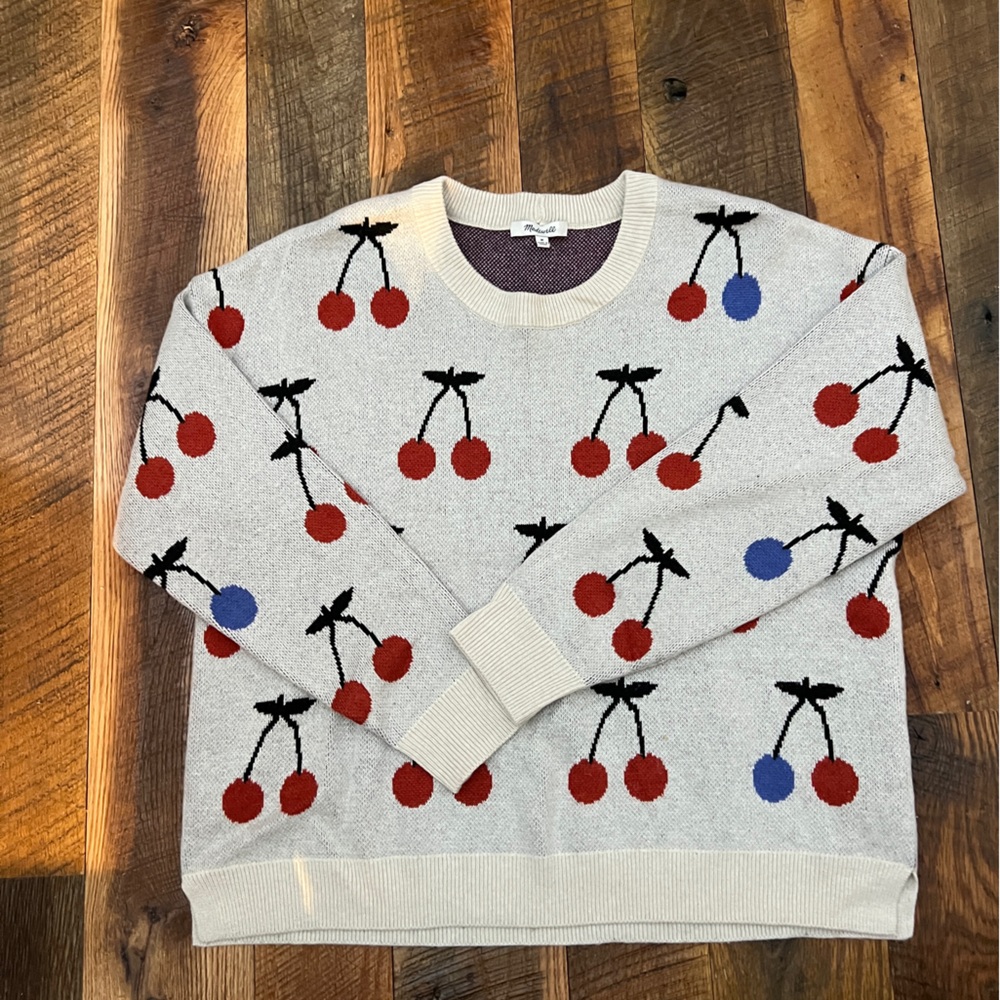 Madewell Cherry Sweater - Size Medium. Like New.